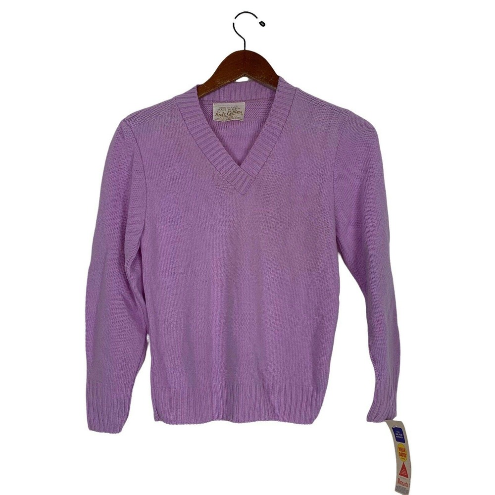 NWT Vintage 70s/80s Kate Collin lavender acrylic Pull over sweater size